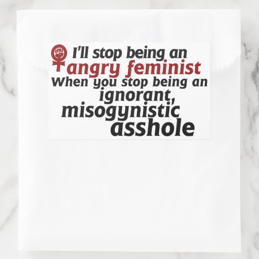 Feministische humor rechthoekige sticker (Tas)