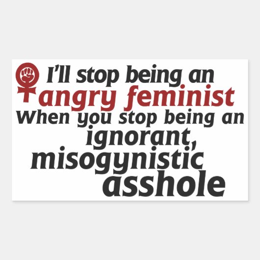 Feministische humor rechthoekige sticker (Voorkant)