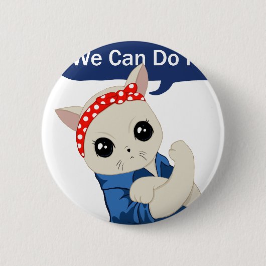 Feministische kat ronde button 5,7 cm (Voorkant)
