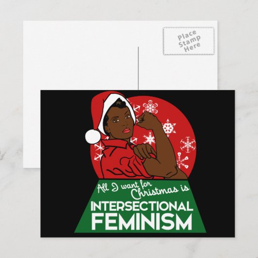 Feministische kerst feestdagenkaart (Voorkant / Achterkant)