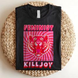 Feministische Killjoy Brullende Roze Tijger Meisje T-shirt