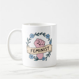 Feministische mok met bloemen