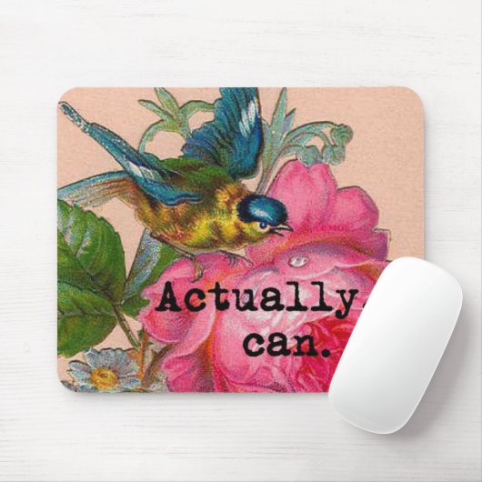 Feministische mousepad  vogel met roze floraal muismat (Met muis)