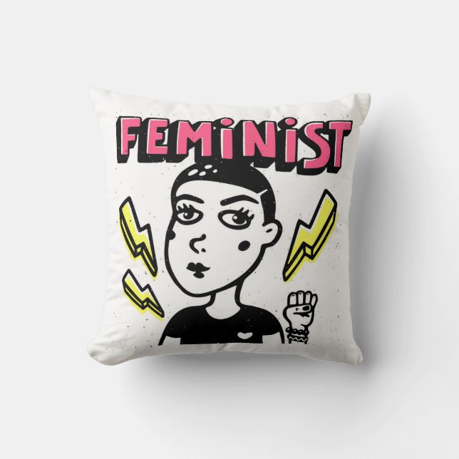 Feministische Pop Art Girl Kussen (Voorkant)