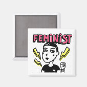 Feministische Pop Art Girl Magneet (Voorkant / Achterkant)