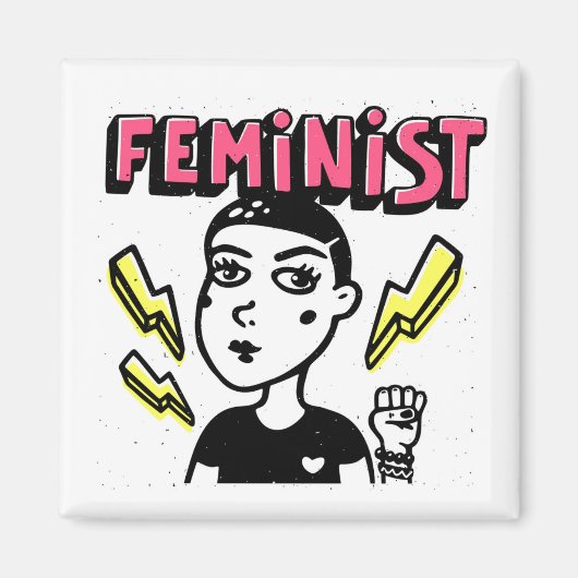 Feministische Pop Art Girl Magneet (Voorkant)