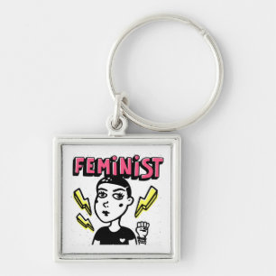 Feministische Pop Art Girl Sleutelhanger