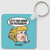 Feministische Pop tegen patriarchaat Blauwgroen Sleutelhanger (Achterkant)