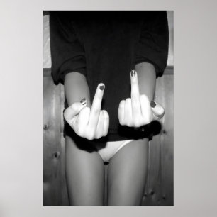 Feministische print met middelvinger, geëmancipeer