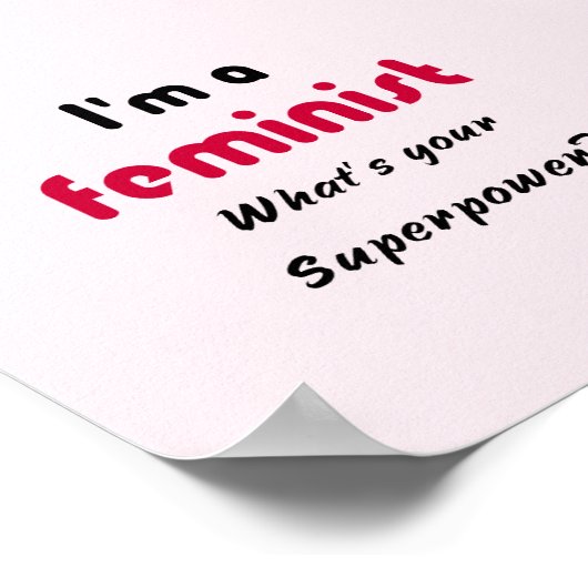 Feministische supermacht roze typografie poster (Hoek)