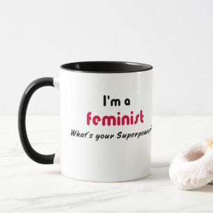 Feministische supermacht slogan mok