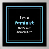 Feministische supermacht slogan wit zwart poster (Voorkant)