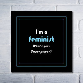 Feministische supermacht slogan wit zwart poster