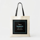 Feministische supermacht slogan wit zwart tote bag (Voorkant)