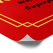 Feministische supermacht slogan zwart op rood poster (Hoek)