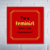 Feministische supermacht slogan zwart op rood poster
