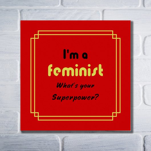 Feministische supermacht slogan zwart op rood poster