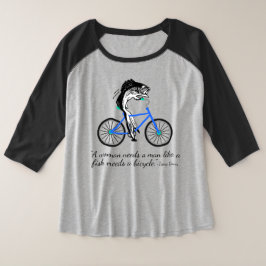 Feministische vis die een fiets stuurt (met prijso grote maat t-shirt