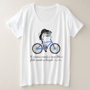 Feministische vis die een fiets stuurt (met prijso grote maat t-shirt