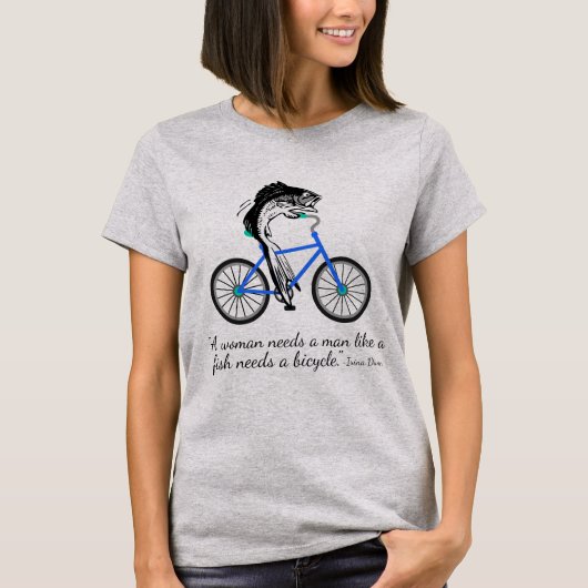 Feministische vis die een fiets stuurt (met prijso t-shirt (Voorkant)