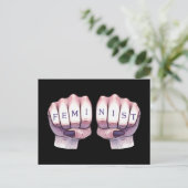 Feministische vuisten briefkaart (Staand voorkant)
