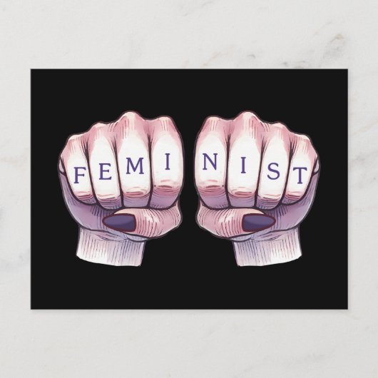 Feministische vuisten briefkaart (Voorkant)