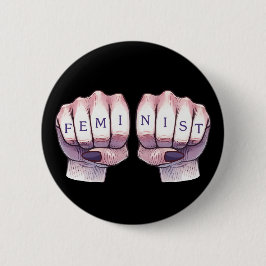 Feministische vuisten ronde button 5,7 cm