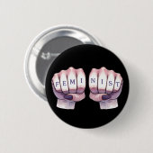 Feministische vuisten ronde button 5,7 cm (Voorkant /achterkant)