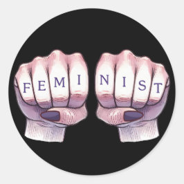 Feministische vuisten ronde sticker