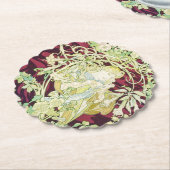 Femme à marguerite - Mucha daisy Textielrepro Kartonnen Onderzetters (Gekanteld)