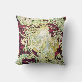 Femme à marguerite - Mucha daisy Textielrepro Kussen