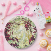 Femme à marguerite - Mucha daisy Textielrepro Papieren Bordje (Feest)