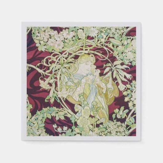 Femme à marguerite - Mucha daisy Textielrepro Servet (Voorkant)