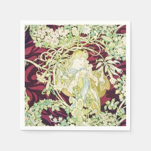 Femme à marguerite - Mucha daisy Textielrepro Servet (Voorkant)