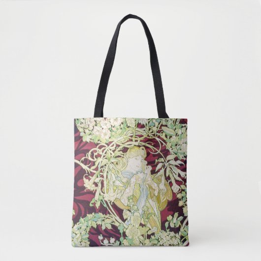 Femme à marguerite - Mucha daisy Textielrepro Tote Bag (Voorkant)