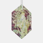 Femme à marguerite - Mucha textielpaneelrepro Glas Ornament (Voorkant Rechts)