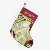 Femme à marguerite - Mucha textielpaneelrepro Kleine Kerstsok (Voorkant (Hangend))
