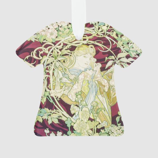 Femme à marguerite - Mucha textielpaneelrepro Ornament (achterkant)