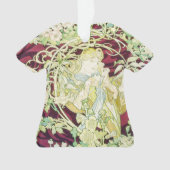 Femme à marguerite - Mucha textielpaneelrepro Ornament (voorkant)