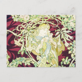 Femme à marguerite - Mucha-textielrepro kerst Feestdagenkaart