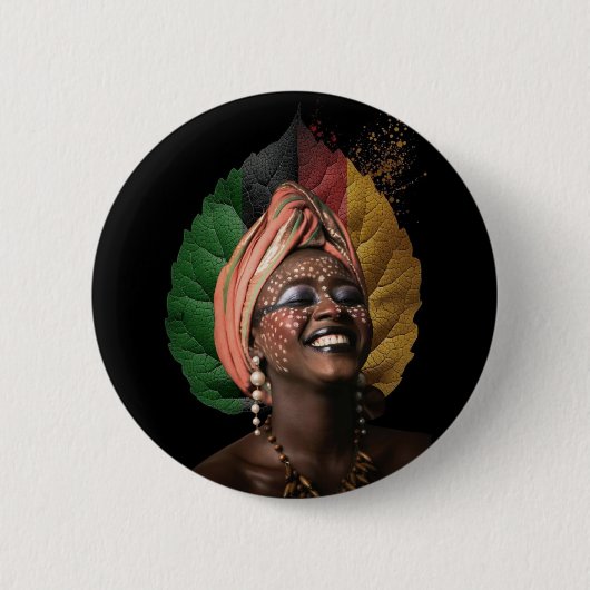 Femme africaine artistique ronde button 5,7 cm (Voorkant)