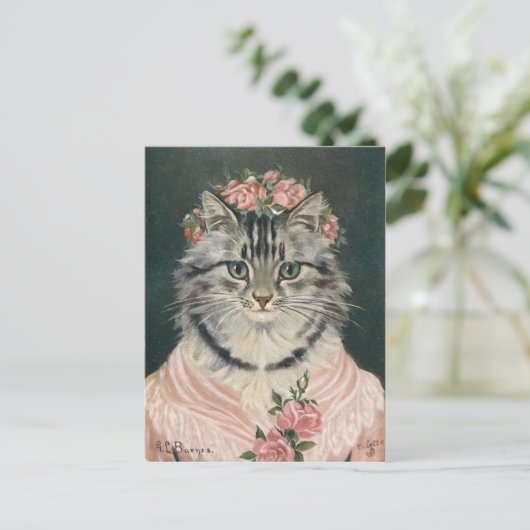 Femme couronne rozen chat briefkaart (Staand voorkant)