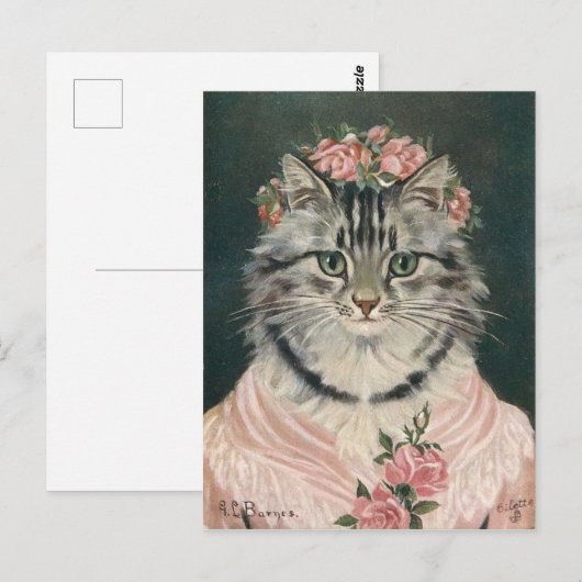 Femme couronne rozen chat briefkaart (Voorkant / Achterkant)