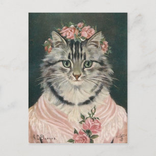 Femme couronne rozen chat briefkaart