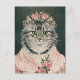 Femme couronne rozen chat briefkaart