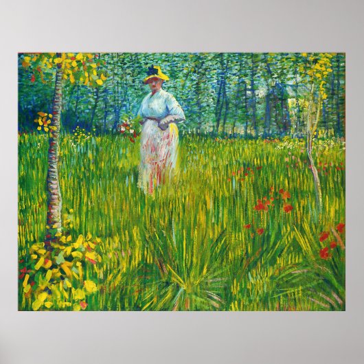 Femme dans un Jardin (van Gogh) Poster (Voorkant)