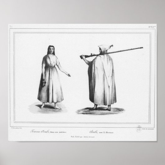 Femme et homme arabe, avec bournous poster (Voorkant)
