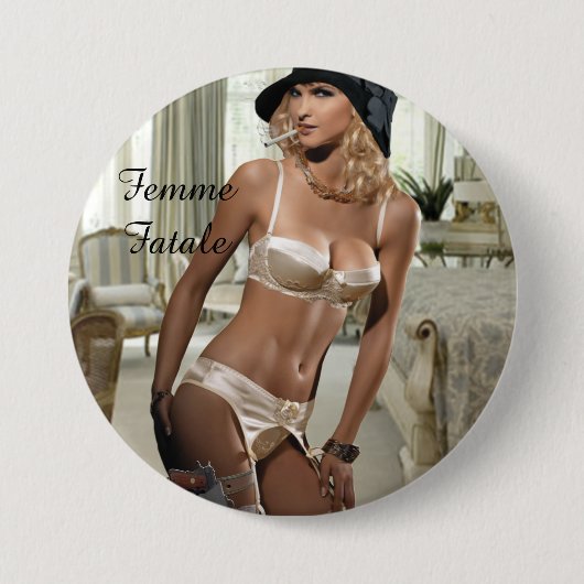 Femme Fatale 1920 - Roken en Pistolen Ronde Button 7,6 Cm (Voorkant)