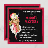 Femme Fatale Black Murder Mystery Invitation Kaart (Voorkant / Achterkant)