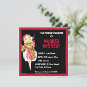 Femme Fatale Black Murder Mystery Invitation Kaart (Staand voorkant)